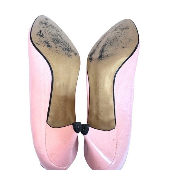 VTG 80s Mystere Pink Leather Kitten Heels Made in Spain Almond Toe Pumps Sz 8 - Picture 9 of 11
